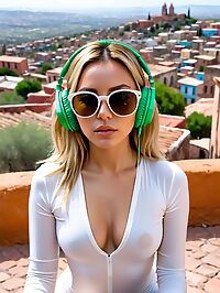 A 33 year old Argentinian woman with green eyes sunbathes in San Miguel de Allende
